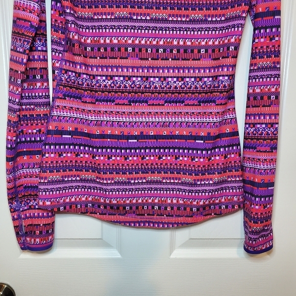 Nike Pro Half Zip Pullover Women's M Red Purple Fuchsia Fair Isle Print Long - Picture 7 of 10